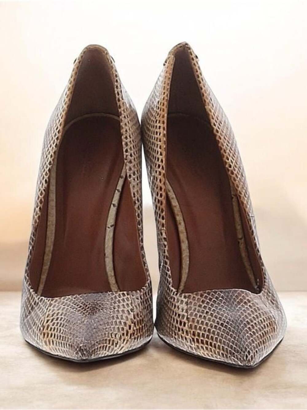 Rachel Roy Brown Snake-Print Pointed-Toe Pumps